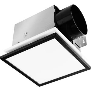 Tech Drive Modern Black Bathroom Exhaust Fan with Light - 130 CFM,1000lm Dimmable 5CCT LED Light with Night Light Selectable, 6-Inch Duct Quiet Ventilation Fan, Decorative Black Trim, Easy to Install