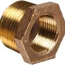 Anderson Metals Brass Threaded Pipe Fitting, Hex Bushing, 1" Male x 3/4" Female
