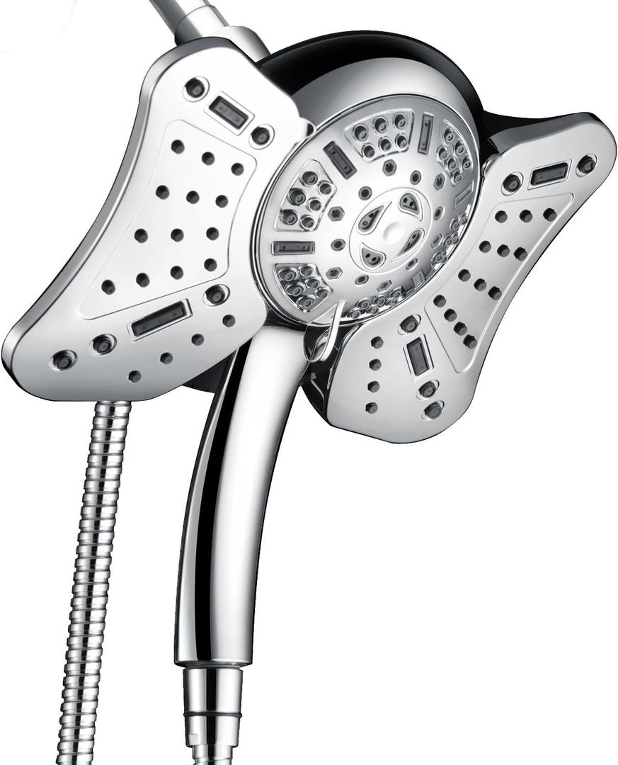GRICH 2.5GPM Shower Head with Handheld Spray Combo: 2 in 1 Rainfall Shower Heads high pressure & Handheld Shower Head, 9 Spray Modes/Settings Detachable Shower Head with 60 Inch Hose (Silver)
