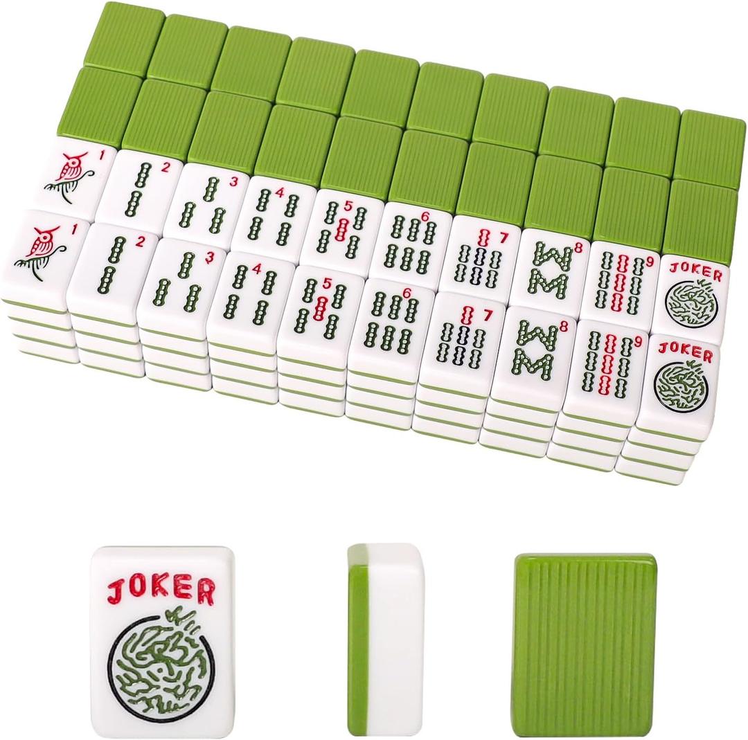GUSTARIA Set of American Mahjong Tiles, 166 American Mahjong Tiles with Green Color(1.2,Tiles Only Set)