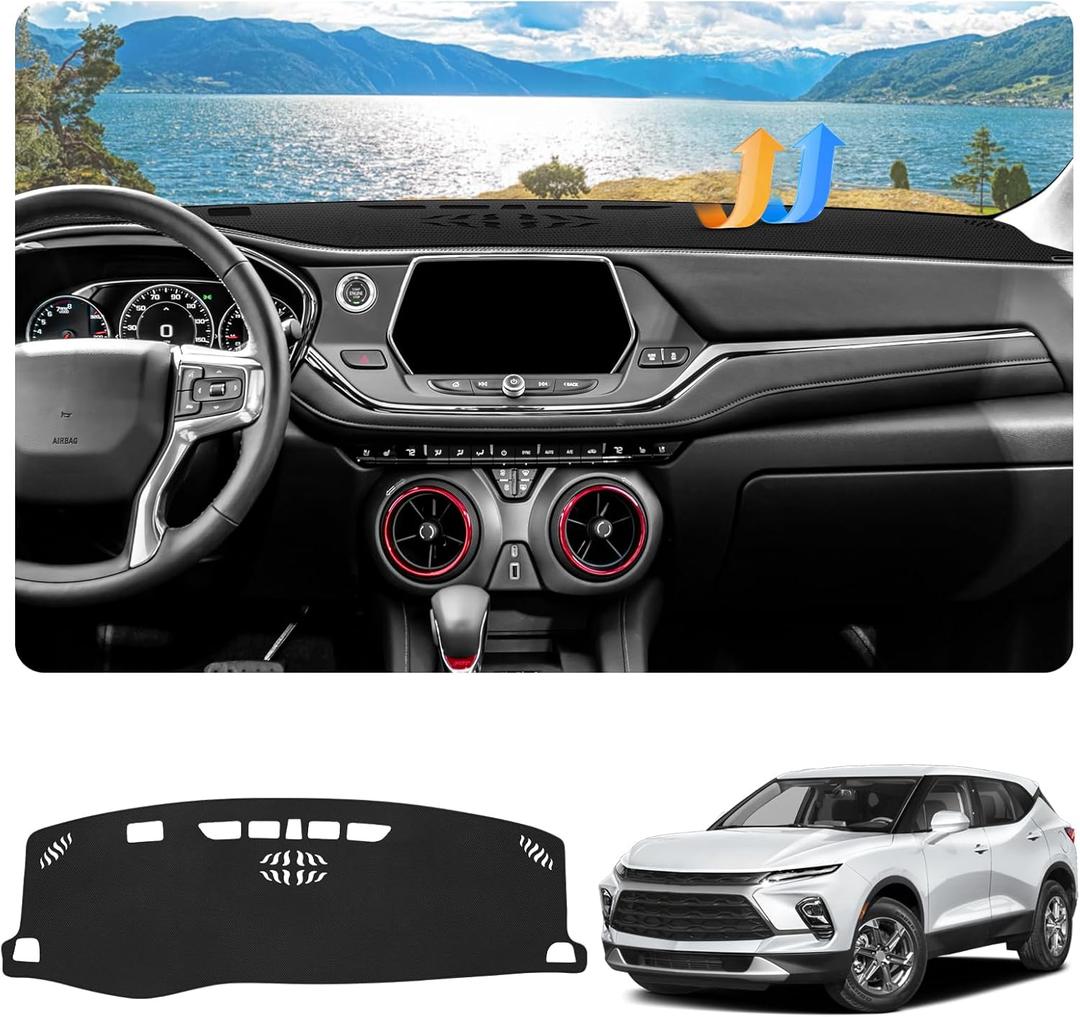 FIILINES Dash Cover for 2019-2025 Chevrolet/Chevy Blazer, Dashboard Mat Accessories Dash Cover Sunshade Nonslip Mesh Protector No Glare Black