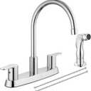 8 Inch Centerset Kitchen Faucet for Sink 3 Hole Dual Handle Kitchen Sink Faucets High Arc 360 Degree Rotating Spout with Supply Lines, Polished Chrome, with Side Sprayer