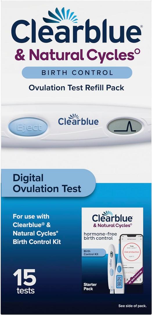 Clearblue & Natural Cycles Birth Control Ovulation Test Refill Pack, 15 Digital Ovulation Tests