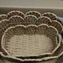 Scalloped Basket Set of 3 (Large, Medium, Small), Paper Rope Hand Woven Storage Basket for Shelves, Clothes, Towels and Laundry, Wicker Decorative Basket for Living Room Bedroom Organizing, Neutral