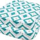 idee-home Outdoor Chair Cushions Set of 2, 17" x 17" x 3" Thick D-Shaped Patio Furniture Outdoor Seat Cushions Waterproof with Ties, Dining Pads (Rhombus Peacock Blue)