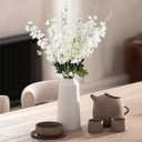 White Delphinium Artificial Flowers,8PCS Long Stem Silk Larkspur Flowers 33.5'' Faux Delphinium Stems for Tall Vase Home Wedding Table Decor(White)