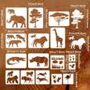 Fingerinspire 16PCS African Animals Stencil Trees Grass Plants Drawing Template Orangutan Giraffe Elephant Lion Crocodile Rhino Deer Orangutan Cow Bird Eagle Leopard Silhouette Animal Theme Template
