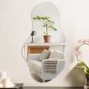Irregular Wall Mirror, Large 43"x24" Asymmetrical Shaped Frameless Mirror for Living Room Bathroom Bedroom Entryway Modern Home Decor Mirror