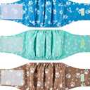 Wegreeco Washable Male Dog Belly Band - Pack of 3 - Washable Male Dog Belly Wrap, Medium Doggie Diapers for Doggy Puppy (Bone, Medium)