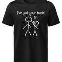 Men's Graphic T-Shirts Short Sleeve Crewneck Tees I Got Your Back Stick Figure Graphic Funny T Shirt(1006) (Black, XXL)