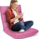 Floor Chair, Folding Gaming Chair with Back Support, 14 Adjustable Positions, Alloy Steel Frame, Lazy Sofa Lounge for Playing Reading Meditating Room Recliner for Adults, Kids (Pink)