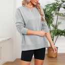 Elesomo Womens Sweatshirts Cotton Crew Neck Casual Long Sleeve Pullover Tops (Gray, XL)
