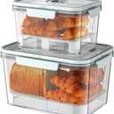 Bread Box for Kitchen Countertop: 2 Pack Airtight Breadbox Food Storage Container, Portable Large Plastic Clear Container with Lid for Homemade Bread, Toast, Bagel, Donut, Cookies and Fruits