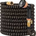 100 ft Expandable Garden Hose, Lightweight Expanding Water Hose with 10 Function Nozzle, 3/4" Solid Brass Fittings, 5-Layer Latex Core, No-Kink Flexible Retractable Hose for Patio, RV, Car Washing