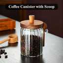 TIWPAJS Coffee Canister, Coffee Container with Wooden Spoon and Lid, Ribbed Design, Airtight Storage Jar for Coffee Beans/Coffee Grounds/Sugar/Salt/Loose Leaf Tea, 20 Oz