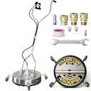 EDOU Direct 20 Inch Pressure Washer Surface Cleaner - Dual Handle Concrete Cleaner, Wheels - Driveway Pressure Washer Attachment, 4, 500 PSI Max - Includes Quick Connector Kit - Silver