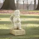 Praying Angel Figurine  6.5" Resin Memorial Angel Statue with Folded Hands, Cherub Remembrance Sculpture with Forever with The Angels Inscription, Sympathy Gift for Loss and Healing