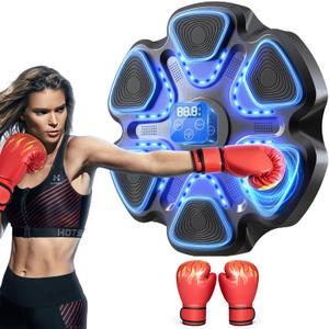 Music Boxing Machine with Gloves for Adults Boxing Machine Wall Mounted Music, Smart Connection Boxing Equipment for Home and Gym, Training Machine with Electronic Wall Mounted (Black)