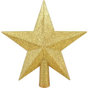 Livder 8 Inches Christmas Tree Top Crown Glitter Star Decoration (Golden)