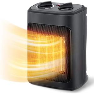 Space Heater, 1500W Electric Heaters Indoor Portable with Thermostat, PTC Fast Heating Ceramic Room Small Heater with Heating and Fan Modes for Bedroom, Office and Indoor Use (Black)