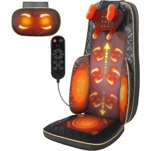Neck and Back Massager with Heat - Shiatsu Full Back Walking Massager with Deep Kneading & Seat Cushion Vibration for Chair and Home, Pain Relief, Dual-Neck Detachable and Height Adjustment