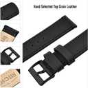 Ritche Christmas Gift Quick Release Leather Watch Band Leather Watch Strap 18mm 19mm 20mm 21mm 22mm 23mm or 24mm for Men and Women, White Elephant Gifts, Stocking Stuffers For Men (Black / Black)