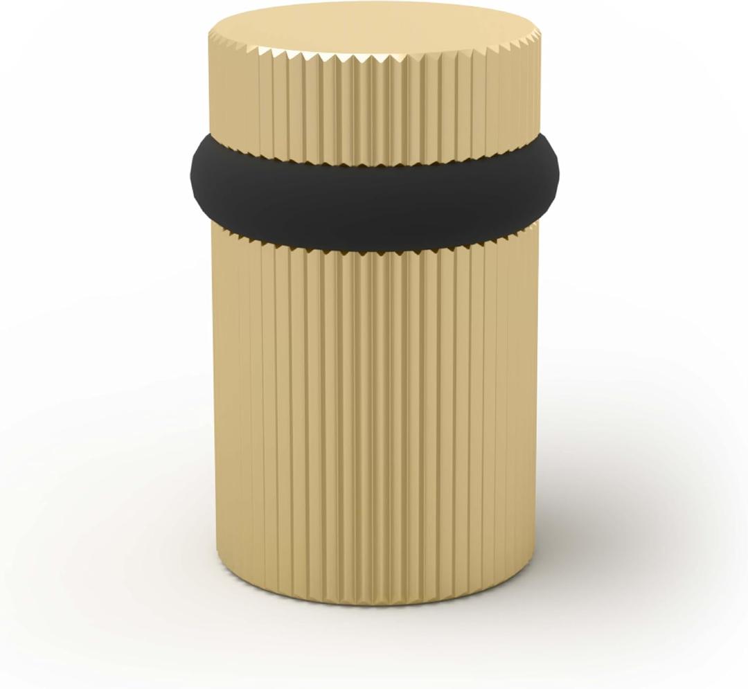 Mega Handles Linear Floor Door Stopper, Quickly Installed Wall Protector, Wall Protectors from Door Knobs, Floor Door Stop with Mounting Hardware Included - Satin Brass - 2 Inch (1 Pack)