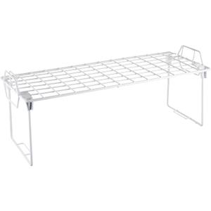 Whitmor Stackable Wire Shelf Organizer, Metal Cabinet Organizer, Space Saving Storage Shelf, Foldable Shelf riser for Kitchen, Closet, Bathroom, 7 x 18 x 7 Inches, White