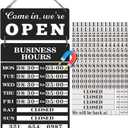 Magnetic Changeable Business Hours Sign with Double Sided Open Closed Signs, Metal Hours of Operation Signs, Store Hours Sign for Glass Door or Window, Black