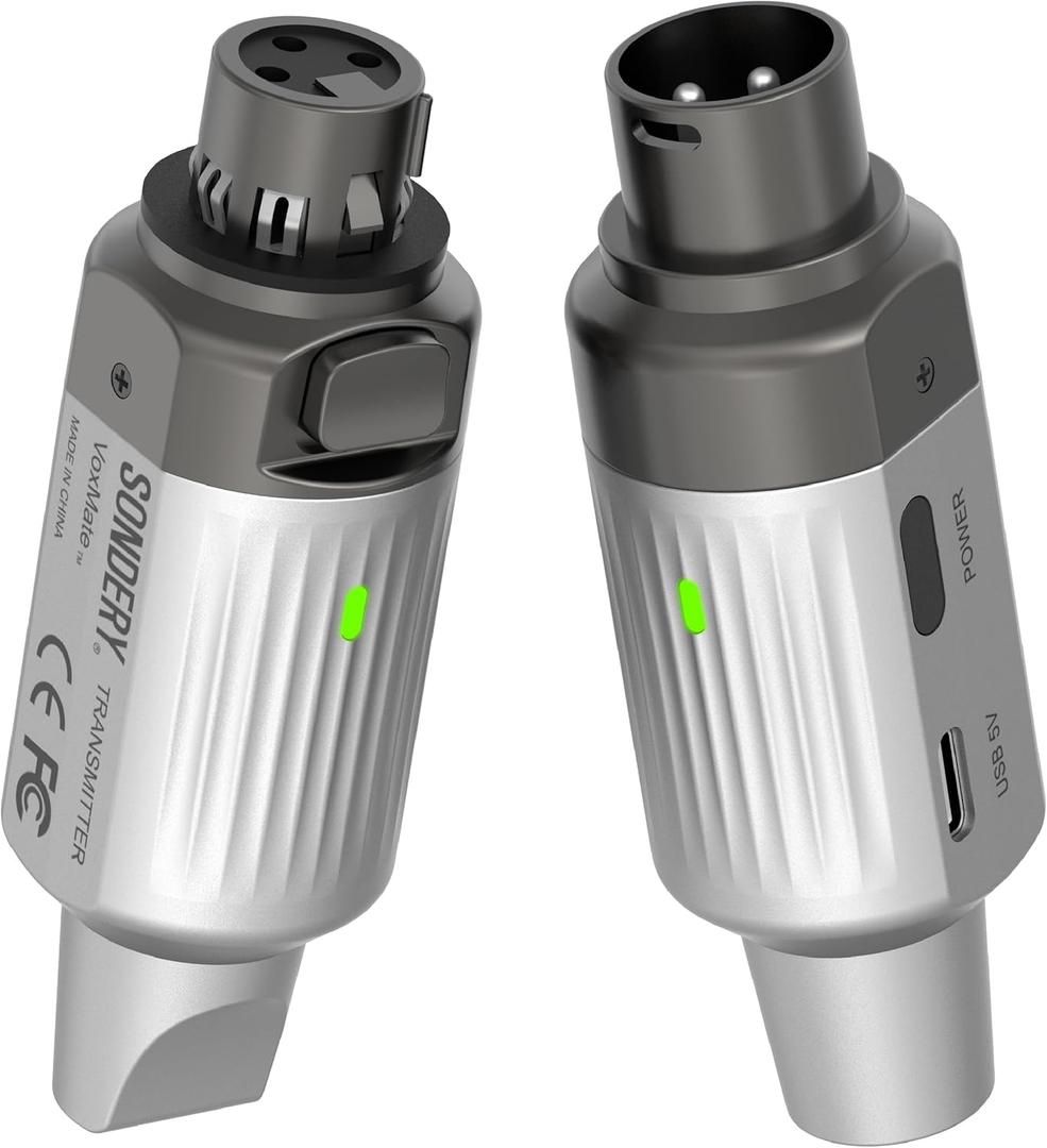 Sondery UHF Wireless XLR Transmitter and Receiver Rechargeable 7 Channels for Dynamic Moving Coil Microphones