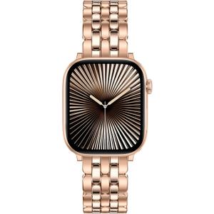 TOYOUTHS Designer Vintage Dressy Bracelet for Apple Watch Band Women 42/40/41/38/44/45/46/49mm, Stainless Steel Elegant Luxury Metal Strap for iWatch Series 11 10 9 8 7 6 5 4 SE/Ultra 3 2 1 (Rose Gold-Brushed&Shiny)