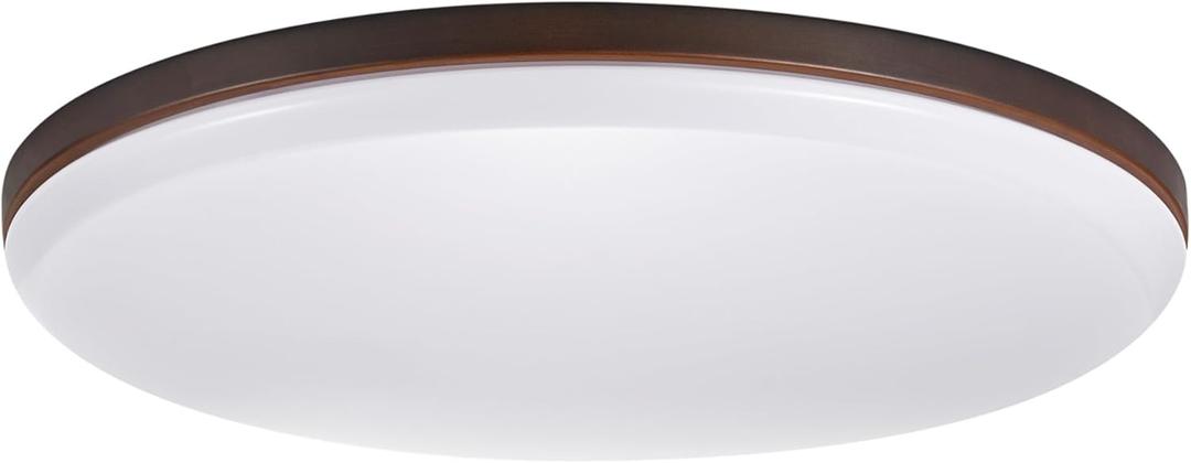 GLOBE Electric 65596 Ellington LED Integrated Flush Mount Ceiling Light, Dark Bronze Finish, Frosted Shade, Energy Star Certified, Ultra Slim Design