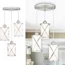 Brushed Nickel Dining Room Chandelier Light Fixture, 3-Light Pendant Lighting with Frosted Glass, Modern Kitchen Island Cluster Hanging Pendant Lights for Sink, CH9176BNW3 (3-Light, Ceiling, Nickel, Milk White Glass)