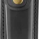 OLULU Leather Knife Sheath, 4" Black Pocket Knife Sheath, Folding Knife Case, Knife Holder for Belt, Multitool Pouch for Hunting, Fishing, Everyday Carry