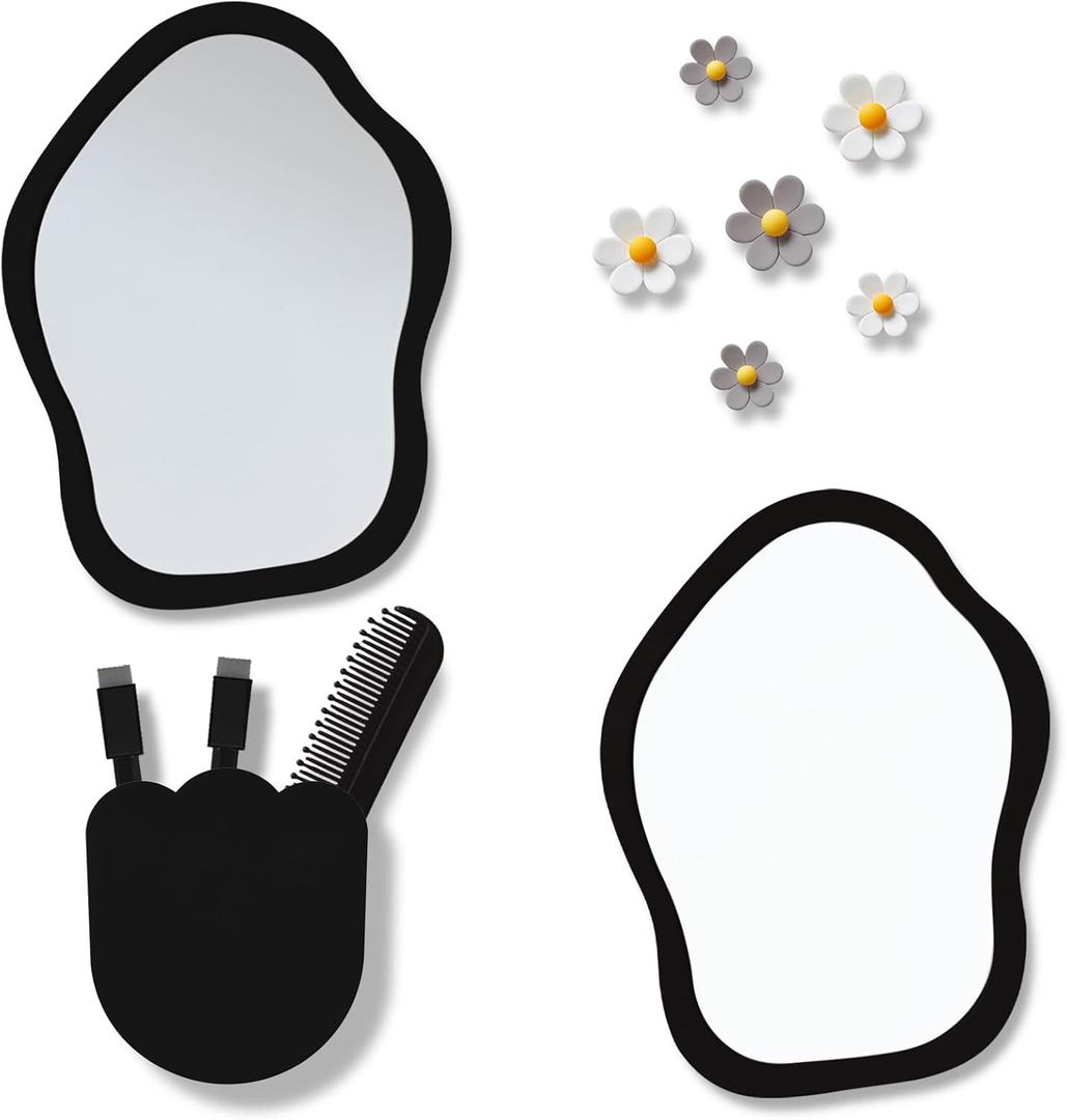 KEYDUACU 12 pcs Girls Locker Accessories, Locker Decorations Including Mirrors, whiteboards, Magnets and organizing Supplies. Ideal for Back-to-School Essentials and The Office (12 pcs-Black)