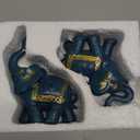 Blue Thai Couple Elephants Figurines Statues Elephant with Trunk Up Gifts for Desktop Decoration Home Crafts Ornament
