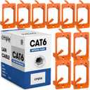 Cmple - White Cat6 Cable 1000ft Bulk LAN Ethernet Cord 23AWG CMR Riser 10 Gbps 550 MHz + 10 Pack 1 Gang Low Voltage Drywall Mounting Bracket Bundle