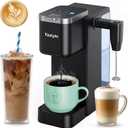 Tastyle Single Serve Coffee Maker with Built-in Detachable Milk Frother, Iced and Hot Coffee Machine for K Cup & Grounds, 40oz Removable Water Reservoir, 6 Cup Sizes, Fits 7.3" Travel Mug, Black