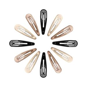 Metal Snap Hair Clips Water Drop No Slip Hair Barrettes for Women Large Hair Clips For Thick And Thin Fine Hair,Black/Brown/Beige,2.67 x 0.7 Inches,12 PCS