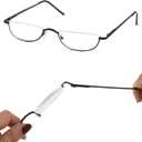 Half Frame Reading Glasses, Half Metal Moon Readers for Women Men 2.00