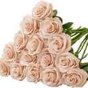 15pcs Fake Roses Artificial Silk Flowers Faux Rose Flower Long Stems Bouquet for Arrangement Wedding Centerpiece Party Home Kitchen Decor