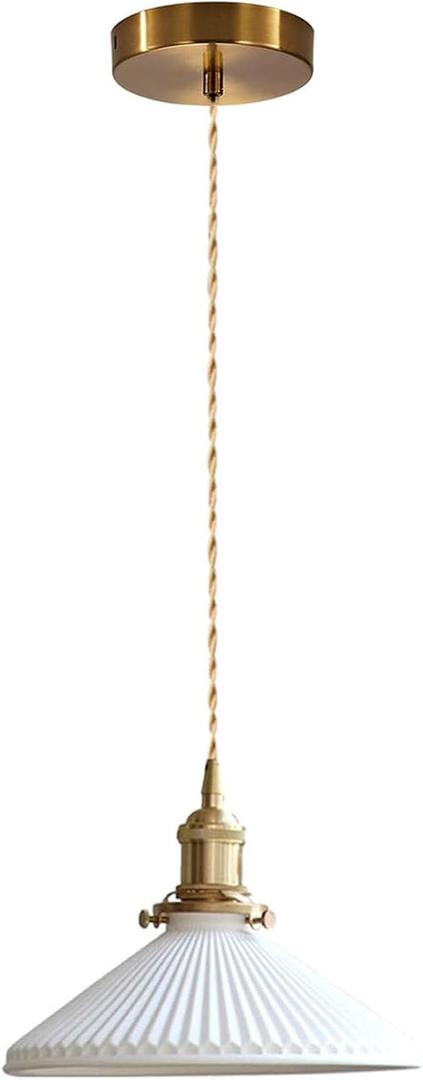 Modern Pendant Light, Minimalist Pleated Ceramic Pendant Light, Kitchen Island Bedroom Dining Room Bar Pendant Lighting