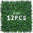 12 Pieces 20 X 20 Artificial Hedge Boxwood Panels Boxwood Hedge Grass Wall Green Greenery Plant Mats UV Stable for Indoor Outdoor Decor Garden Fence