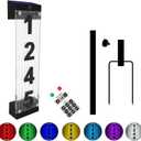 Solar House Number, Solar Address Number with 3D Acrylic Number Iron Stakes Colorful light Remote Control, Lighted Modern Address Sign Solar Powered for outside Home Yard Street