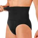 TAILONG Men Shapewear Tummy Control Shorts Slimming Body Shaper Compression Underwear Belly Girdle Briefs Boxer (Large, Black)