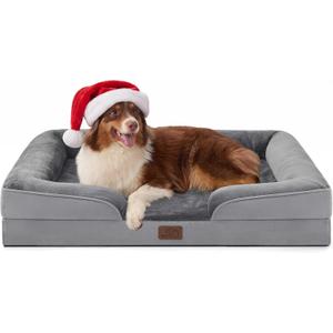 Bedsure Orthopedic Dog Beds Large Sized Dog - Washable Large Dog Cat Bed Waterproof, Comfort Dogs Couch Sofa with Washable Removable Cover, Pet Bed with Nonskid Bottom, Grey, 35"