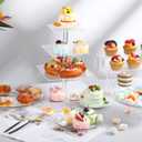 6 Pcs Acrylic Dessert Stands Set Include Display Risers Cupcake Tower and Clear Round Dessert Trays Cake Table Holder for Wedding Baby Shower Decoration(Classic Style)
