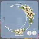 Moon Shape Wedding Metal Arch Backdrop White Flower Balloon Arbors Stand for Wedding Birthday Party, Graduation Decorations and Baby Shower