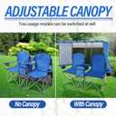 Portable Double Camping Chair with Canopy Shade,Heavy Duty Beach Chairs for Adults,Folding Beach Chair with Cooler Bag for Sports Backyard Fishing OutsideBlue, 60 inches x 36 inches x 54 inches