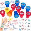 36PCS Airplane Party Favors - 24PCS Pre-Cut Temporary Tattoos & 12PCS Stamps - Ideal Aircraft Themed Birthday Card Decorations Supplies Goodie Bag Baby Shower Kids Gifts Classroom Rewards Prizes